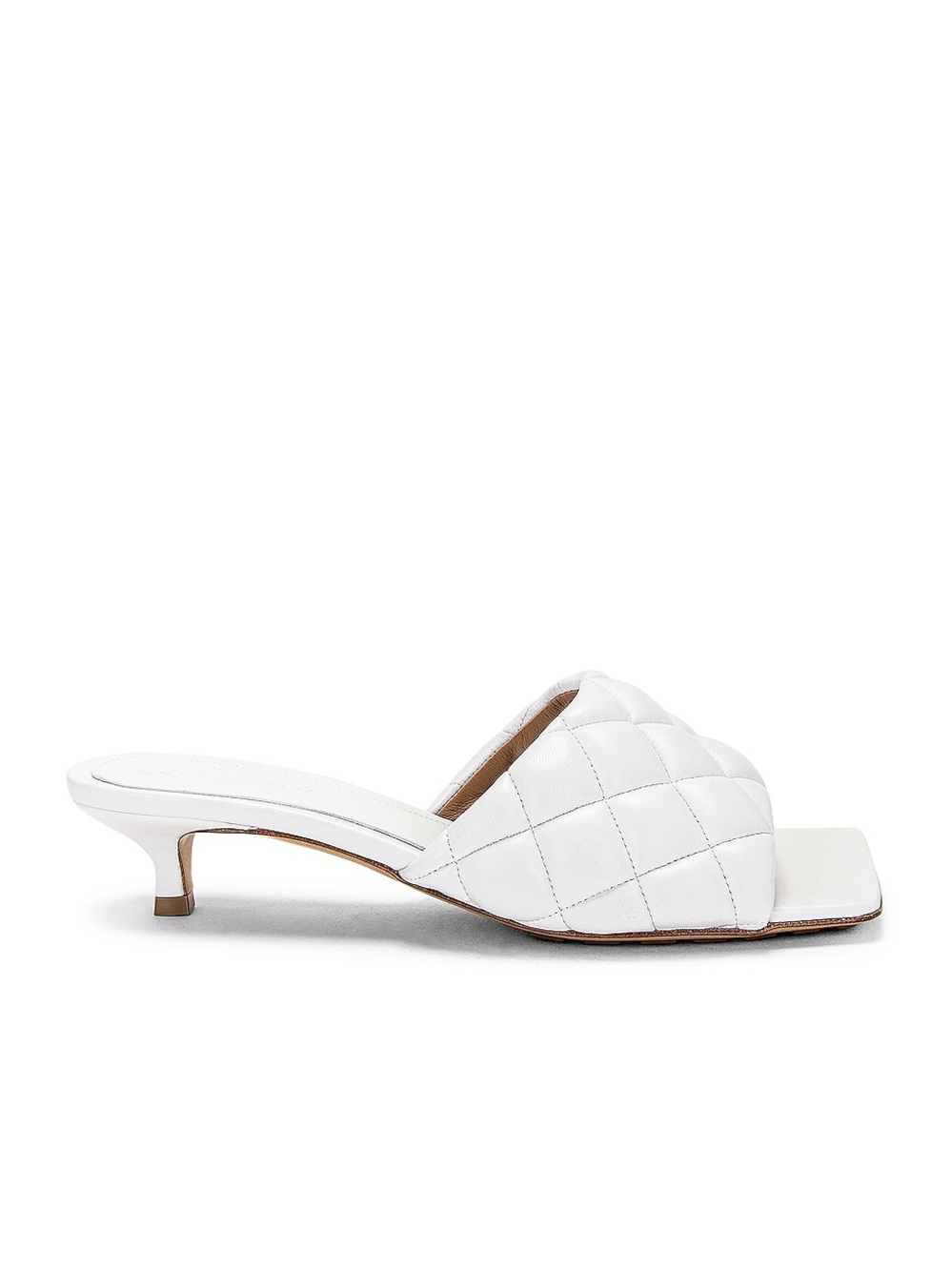 Bottega Veneta White Quilted Kitten Heel Slide